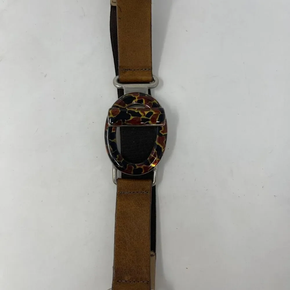 Noel Asmar Tan Brown Toggle Buckle Made In Italy Leather Waist Belt OS